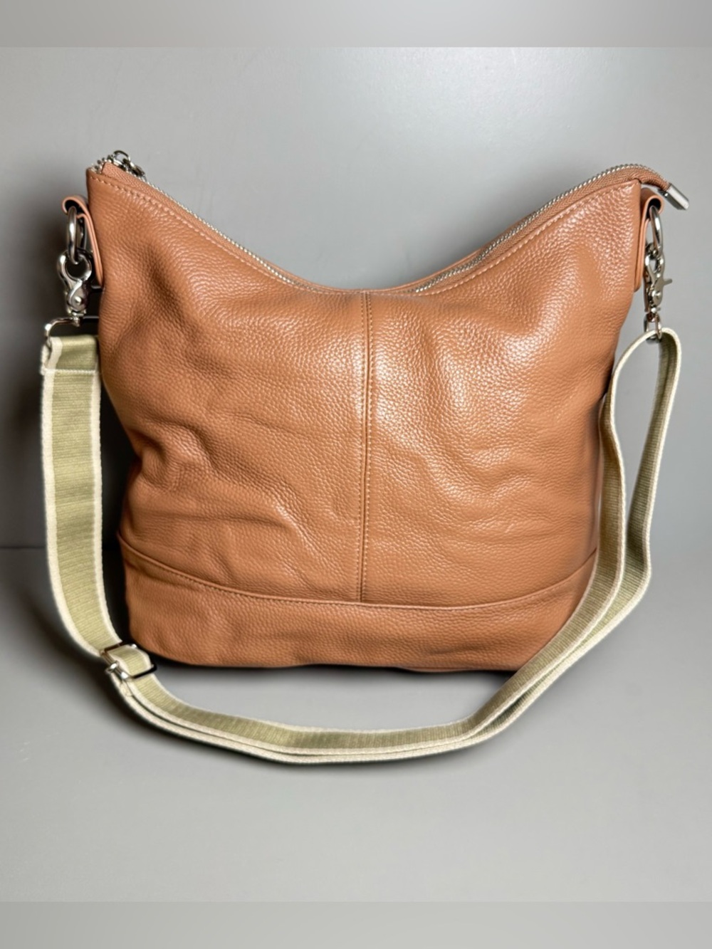 Befen, Leather Hobo Shoulder Bag in Cognac - Women's Casual Tote